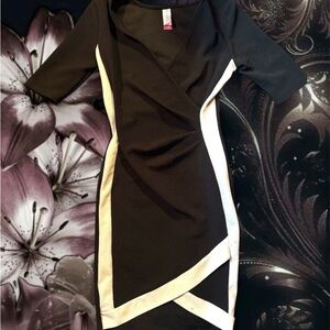 No Boundaries Black and White Midi Sheath Dress